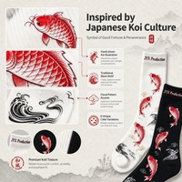 Chaussettes mi-mollet personnalisées avec logo imprimé carpe Koi, pour hommes et femmes, motif poisson porte-bonheur chinois, en coton, style Harajuku, mode urbaine, OEM ODM