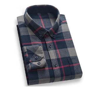 Luxury Polyester Hot Sale Men Fashion Button <b>up</b> Flannel Shirts Cotton Heavyweight Checked Plaid Unisex Shirt for <b>Boys</b> Breathable - Product Image 6