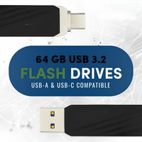 Unidades Flash USB 3.2 de 64 GB, Paquete de 6, Conectores USB-A y USB-C Duales, Almacenamiento de Datos de Alta Velocidad para PC y Teléfono Inteligente