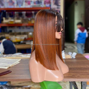 Meilleures ventes : Perruques à franges en cheveux humains 100 % naturels, perruque sans colle avec frange, style vietnamien, cheveux bruts épais jusqu'aux pointes - Product Image 1