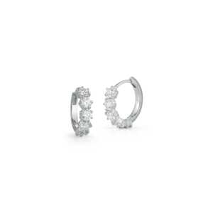 Boucles d'oreilles créoles en or 14K avec diamants de laboratoire taille ronde, pavé de 5 pierres, 12mm, petites créoles Huggies éternité, vente en gros - Product Image 1