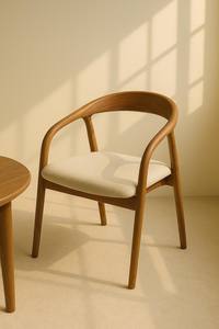 Chaise de salle à manger de luxe en teck massif, rembourrée, écologique, durable, ergonomique, moderne, mobilier en bois pour restaurants et hôtellerie - Product Image 3