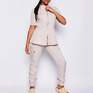 Ensemble d'uniformes d'infirmière en denim respirant et confortable avec fermeture éclair pour femmes, vêtements de travail médicaux pour hôpital - Product Image 3