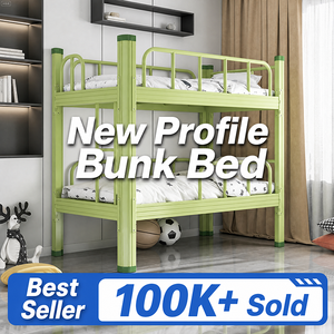 Cama litera metálica resistente para niños con barandillas de seguridad, escalera incorporada, diseño que ahorra espacio, estructura de cama de dos niveles para dormitorio y hogar - Product Image 5