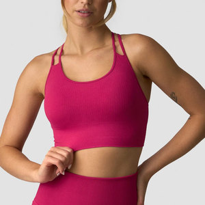 Soutien-gorge de sport côtelé sans couture pour femme, tricoté, dos croisé, pour le yoga, les activités sportives, l'extérieur et la gym, collection été - Product Image 1