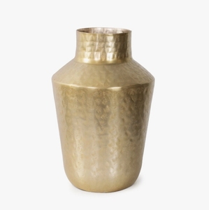 Vase décoratif en métal doré - Vase à fleurs métallique texturé martelé pour centre de table, design d'intérieur moderne et ameublement - Product Image 2
