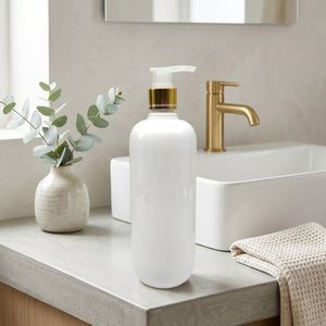 Bouteille en plastique PET blanche de 500 ml avec pompe à lotion dorée, emballage cosmétique pour shampoing, gel douche, capacité et couleur personnalisées, certifiée ISO, OEM/ODM - Product Image 4