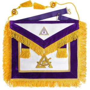 Tablier du Conseil des Maîtres Anciens, Très Illustres, Royaux et Sélectionnés - Broderie à la main violette - Product Image 1