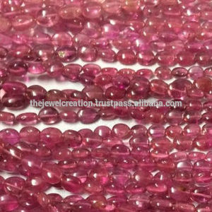 Cadena de Cuentas de Turmalina Rosa Natural de 5mm y 6mm, Piedras Preciosas Ovaladas Lisas, Certificadas por IGI, Joyería en Stock en Alibaba, Semipreciosas - Product Image 3