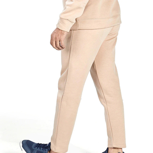 Ensemble de survêtement beige demi-zippé pour homme, manches longues, couleur unie, décontracté, respirant, en polyester mi-lourd, idéal pour l'automne - Product Image 3