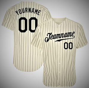 Maillot de baseball personnalisé à rayures fines noires, boutonné sur le devant, nom et numéro de l'équipe, uniforme de baseball pour hommes adultes - Product Image 1