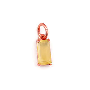 Citrine Baguette Shape Gemstone Charm Rectangular Natural Stone Rose Gold Plated Pendant Jewelry for Necklace and <b>Earring</b> - Product Image 1