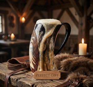 Viking <b>Beer</b> Mug Buffalo Horn Cup Handmade Horn Tankard Natural Drinking Mug Rustic <b>Beer</b> Tankard Eco Friendly Drinkware Custom - Product Image 3