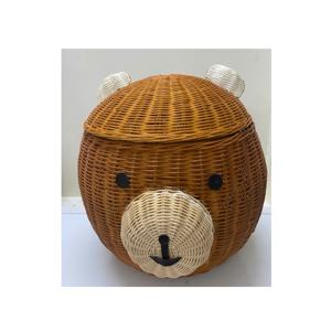 Venta al por mayor cesta de almacenamiento de mimbre de oso/cesta de mimbre para habitación de Niños de ratán bohemio con tapa para almacenamiento de tela decoración del hogar - Product Image 2