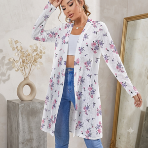 Chemisier ample et respirant brodé à imprimé floral pour femme, style kimono, idéal pour le printemps, l'été et l'automne - Product Image 1