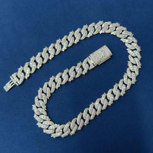 Collier unisexe de luxe en moissanite, coupe baguette, chaîne à maillons, plaqué rhodium, argent 925, bijoux géométriques hip-hop pour soirée - Product Image 5