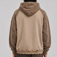 Dernier prix – Sweat à capuche léger pour homme, manches longues, 100 % coton, effet vieilli, avec patchs brodés personnalisés, coupe oversize, en promotion