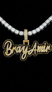 จี้เคลือบสีดำชื่อตัวอักษรที่กำหนดเองเครื่องประดับ925เพชรแบบฮิปฮอปชุบทองแบบส่วนบุคคล - Product Image 5