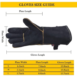 Gants de soudage en cuir de vachette, ignifuges, résistants, pour travaux industriels, protection contre les flammes, lutte contre les incendies, barbecue - Product Image 4
