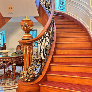 Barandillas de Escalera de Hierro Fundido Estilo Europeo Khang Hung Phat, Balaustres con Detalles Dorados, Resistentes al Óxido, Barandilla Interior para Hotel, Seguridad - Product Image 3