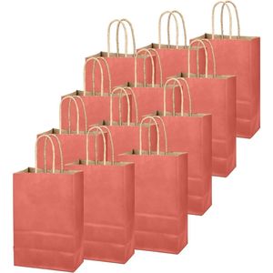 24 Sacchetti Regalo in Carta Rosso Rosa con Manici 21x15x8 cm, Sacchetti Monocolore per Feste, Ordine all'Ingrosso - Product Image 3