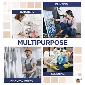 Unisex 50 Gsm SMS giacca da laboratorio monouso Ceil blu abbigliamento da lavoro lungo fino ai fianchi scatta polsini in maglia frontale con 3 tasche 100 piccole dimensioni PPE - Product Image 5