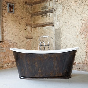 Baignoire autoportante en cuivre de luxe, forme ovale, style élégant, durable et écologique, baignoire de relaxation pour adultes - Product Image 5