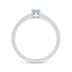Bague Solitaire Classique en Or Massif 14K avec Aigue-marine, Faite à la Main, Bijoux Fins Personnalisés pour Mariage, Fiançailles, Soirée - Product Image 3