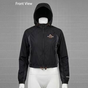 Chaqueta Cortavientos con Capucha para Mujer, Impermeable, de Alta Calidad, con Cierre, 100% Nailon y Spandex - Product Image 6