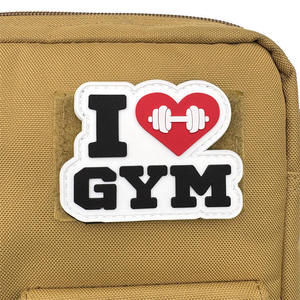 Patch décoratif en caoutchouc 3D thermocollant de forme irrégulière « I Love Gym » - Product Image 6