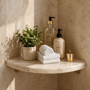 Estante de Esquina de Mármol Blanco para Montar en la Pared, Redondo, Minimalista, Ecológico, Moderno, Decoración para Baño y Hogar - Product Image 4