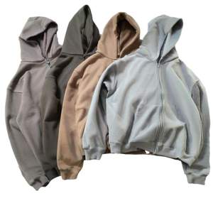 Sudadera con capucha para hombre de algodón y elastano, con estampado personalizado, tejido vintage lavado, color blanco nieve, con cremallera completa, estilo oversize - Product Image 1