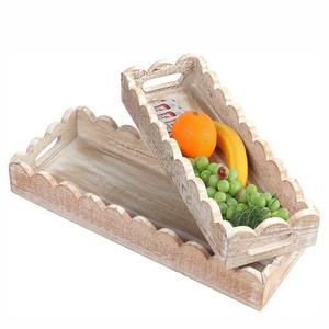 Bandeja Decorativa Rectangular de Madera de Mango con Asas, Juego de 2 Bandejas Largas y Estrechas para Perfumes, Cosméticos, Joyería o Decoración del Hogar - Product Image 2