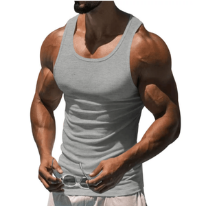 Summer Fitness Training Gym <b>Workout</b> <b>Tank</b> <b>Top</b> Men's Solid Color Thin I-shaped 100% Cotton Quick Dry Casual Sports - Product Image 2