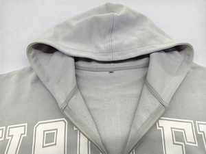 Sudadera con capucha vintage de algodón 100% de corte holgado para hombre, estilo streetwear, con cremallera y estampado de pedrería, OEM. - Product Image 3