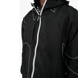 Custom <b>Black</b> Nylon Hooded <b>Windbreaker</b> Jogger Set Regular Streetwear 3M Reflective Jacket Men Printed Techniques Autumn Season - Product Image 4