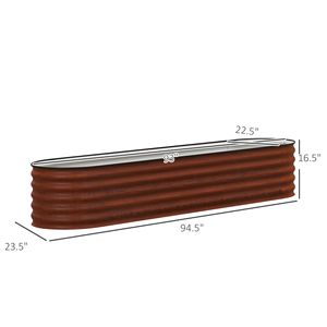 Kit Fai-da-te per Orto Rialzato in Metallo Zincato 2,4m x 0,6m x 0,4m con Bordo di Sicurezza Marrone per Piante da Esterno - Product Image 3