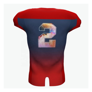 Customizable Red and Navy American Football Jersey V-Neck Short Sleeve Sublimated Print Moisture Wicking Fitted for Men - Product Image 6
