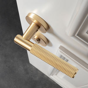 Cerradura de puerta de aleación de aluminio de lujo Simple y ligera cepillada de cobre dormitorio habitación silenciosa cerradura dividida manija de puerta interior moderna - Product Image 4