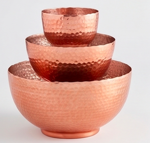 Ensemble de 3 bols à mélanger en cuivre martelé de qualité supérieure, de forme ronde, idéal pour les accessoires de cuisine et la préparation des aliments. - Product Image 1