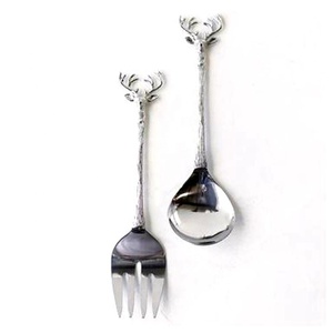 Set de service de bar à salade plaqué argent couverts à salade décoratifs en métal avec tissage en métal doré Set de service à salade avec poignée en or - Product Image 4