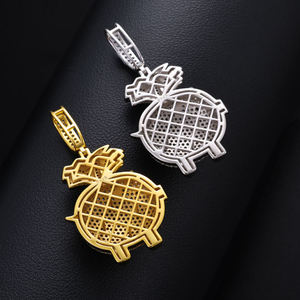 <b>Silver</b> Plated Pineapple Pendant With Rhinestones Men's Hiphop Themed Jewelry Gift - Product Image 2