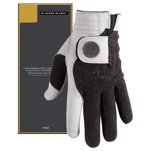 Gants de golf noirs personnalisés de haute qualité pour adultes, en cuir véritable durable, antidérapants, respirants et légers, avec logo sur mesure - Product Image 3