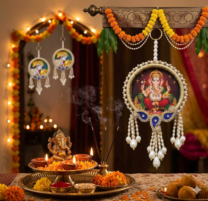 Magnifique tapisserie murale traditionnelle Krishna personnalisée pour la décoration de la maison, salon/chambre, idéale pour les cadeaux d'anniversaire/mariage - Product Image 3