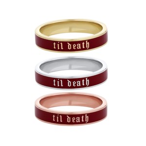 Anillo de Compromiso Clásico Apilable de Plata con Esmalte Cherry Mocha, Delicado, para Aniversario, Regalo de Promesa - Product Image 1