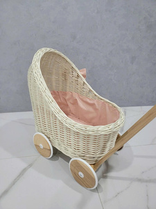 Eco-friendly Wicker Baby Carriage Doll <b>Stroller</b> Wicker Doll Pram Handmade From Vietnam - Product Image 4