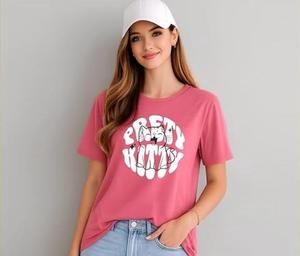 T-shirt décontracté à col rond et manches courtes pour femme, coupe ample, en jersey tricoté, couleur unie, imprimé lettres, printemps-été - Product Image 2