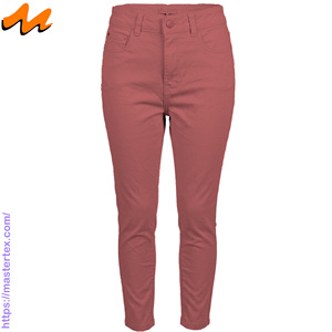 Pantalon long en denim stretch moulant taille mi-haute pour femme, en coton/polyester, tissu respirant, idéal pour le printemps, confectionné à partir de 9,28 oz - Product Image 1