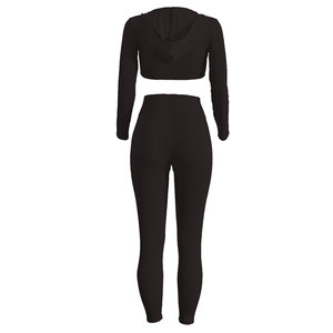 Conjunto Deportivo de 2 Piezas para Mujer con Logotipo Personalizado, Chaqueta de Yoga y Pantalones Acampanados, Corte Ajustado, Ropa de Gimnasio con MOQ Bajo - Product Image 3