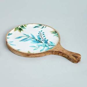 Plateau de service en bois fait main, motif personnalisé, design luxueux, peint à la main, durable, écologique, plat décoratif pour les collations - Product Image 4